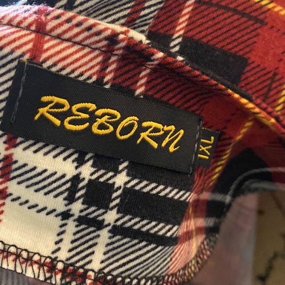 Reborn 1X Plaid Lightweight Open Front Duster / Cardigan / Top w/ Elbow Patches. - Picture 8 of 9